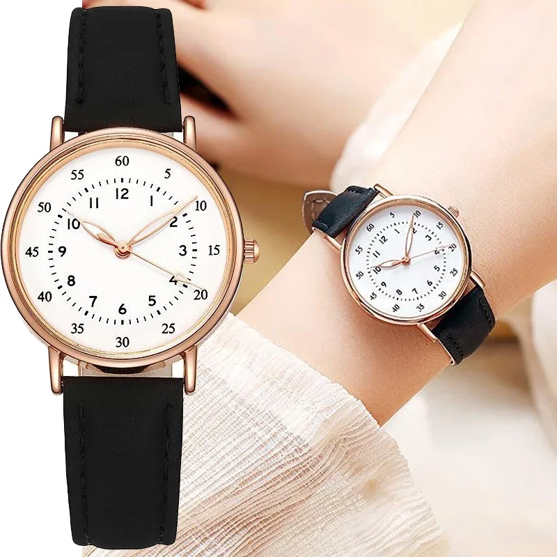 Women's Simple Vintage Watches for Women Dial Wristwatch Leather Strap High Quality Ladies Casual Bracelet Watches