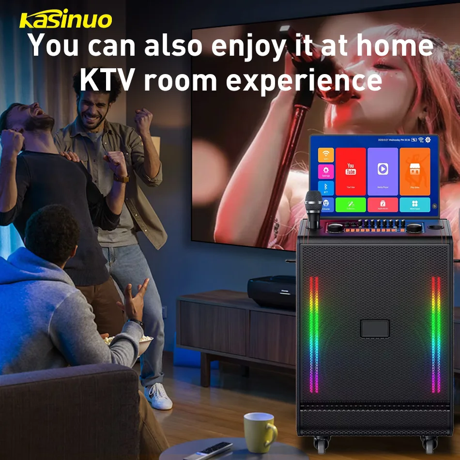 All in One Mobile KTV Karaoke Machine Outdoor Mobile Speaker with Display Screen for Square Dance  Karaoke Video Player