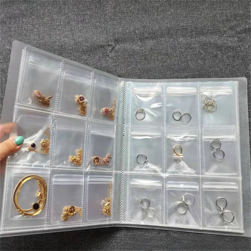1PC 288 Grids Anti-oxidation Jewelry Storage Bag Albums Desktop Drawer Organizer Necklace Bracelet Ring Jewelry Book Holder