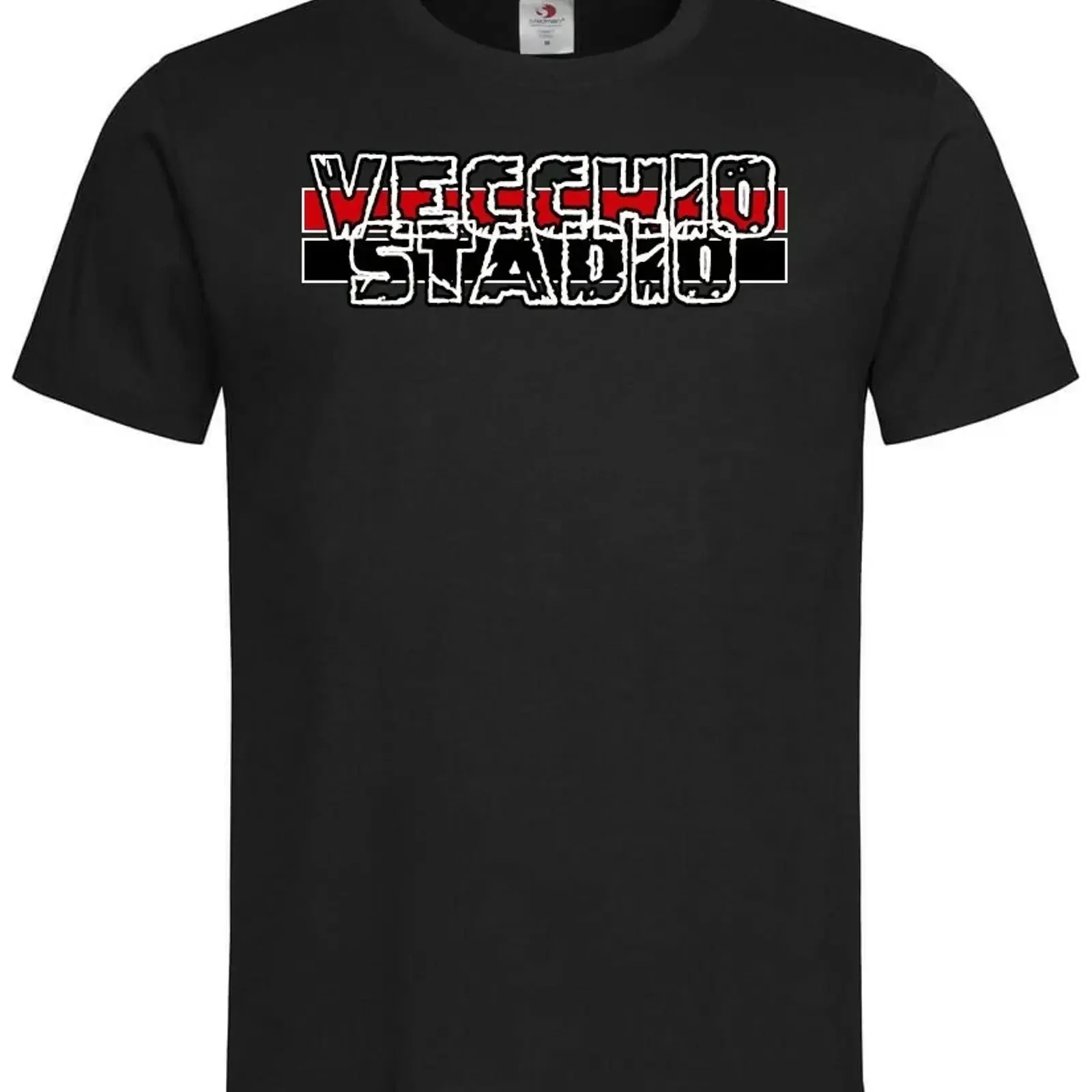 Camiseta VECCHIO STADIO Ultras Rojo y Negro vintage, lavada, para uso diario, ropa de diseñador, elástica