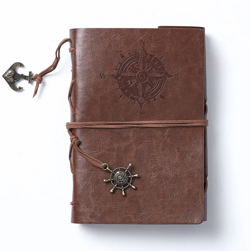 STONEGO Spiral Notebook Retro Diary Antique Pirate Anchor PU Leather Notebook A6 Replaceable Stationery Gift Travel Journal