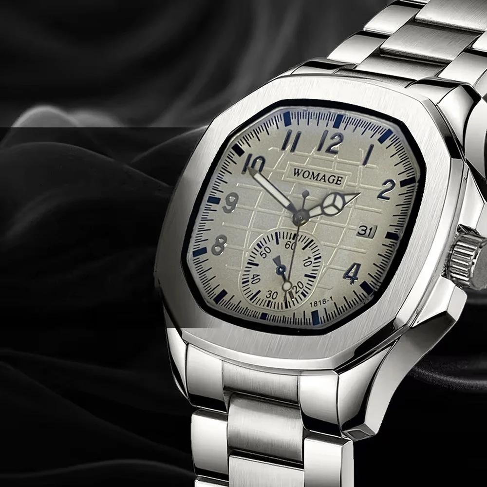 New Men's Steel Band Quartz Watch, Business Style, Outdoor Casual Watch, Round Case, Date Display, with Luminous Features, Suitable for Formal Occasions and Daily Wear, Luxury Men's Wristwatch, Exquisite Design, Christmas Gift, Thanksgiving Gift
