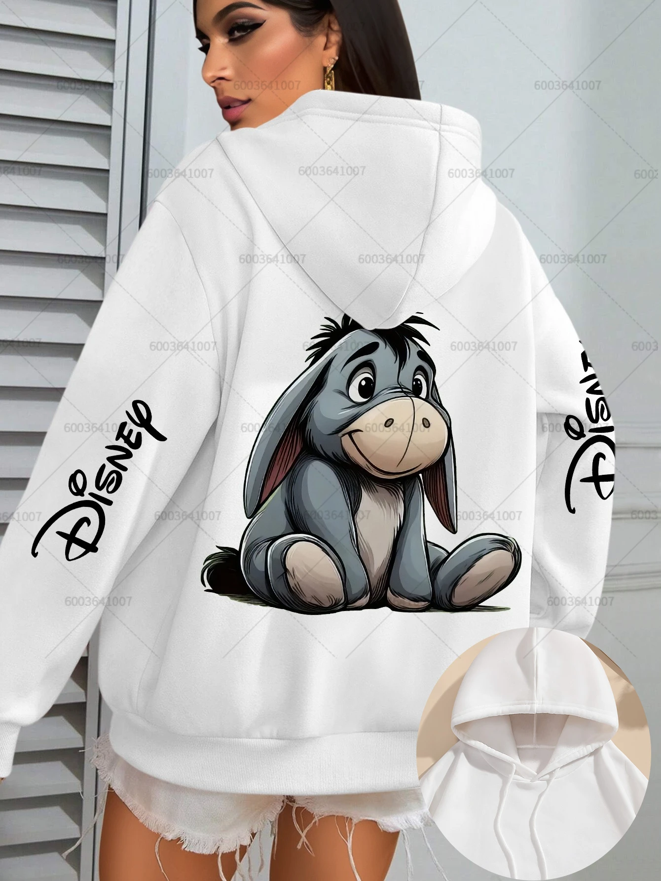 ديزني المرأة ويني ذا بوه Eeyore الصوف هوديس هودي البلوز البلوز الخريف الشتاء المعتاد الفتيات معاطف تعرق عادية