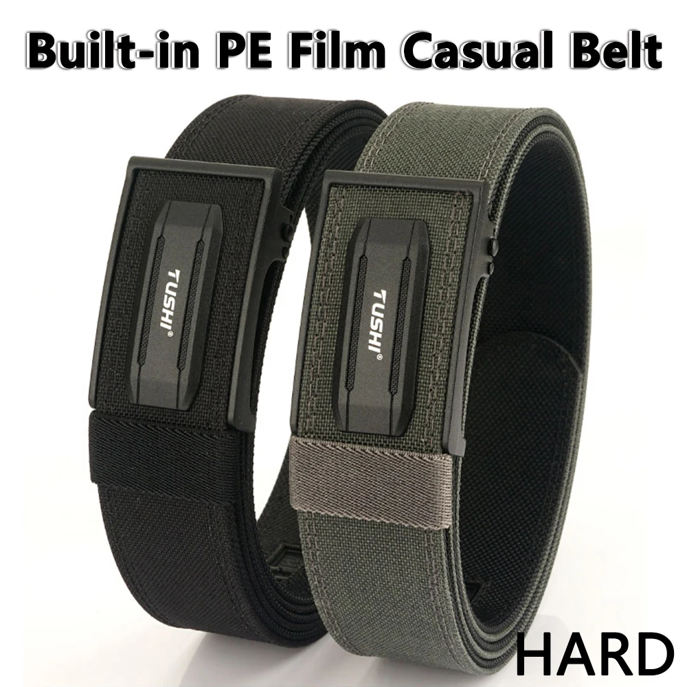 TUSHI Hard 3.8 Wide Thickened gun hanging double-layer nylon cloth belt versatile outdoor tactical automatic buckle men\'s belt