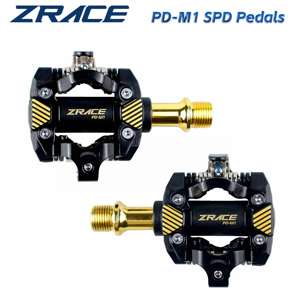 ZRACE PD-M1 SPD Pedals - GOLD, Self-Locking Pedals MTB Components Using for Bicycle Racing Mountain Bike, 332g