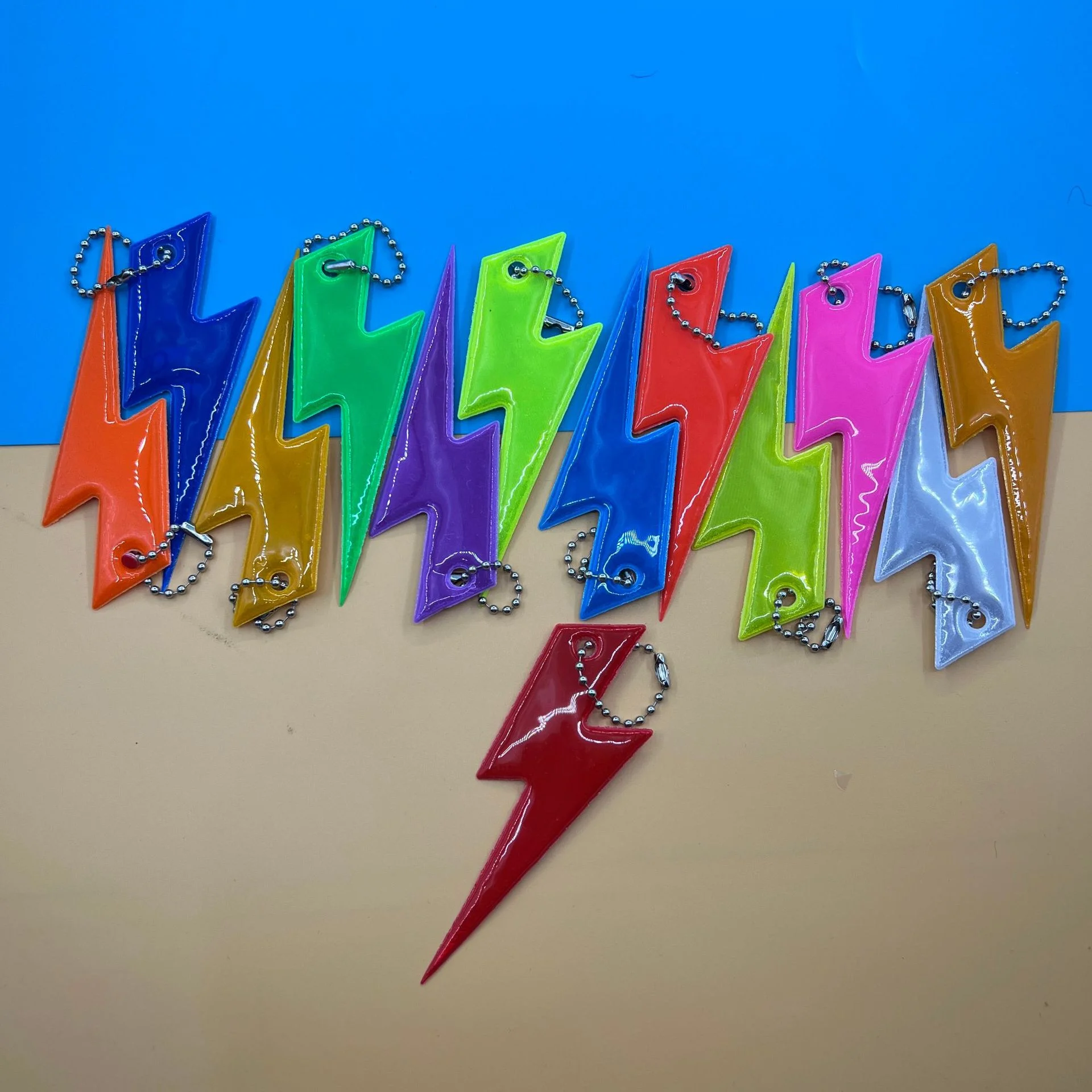Reflective Keychains, Colorful Lightning Design