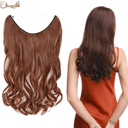 S-noilite-Extensión de cabello sin Clips para mujer, pieza de cabello ondulada y rizada, alambre Invisible, línea de pescado secreta, 20 pulgadas