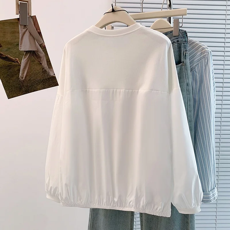 فضفاض عادية طويلة Sve البلوز تي شيرت المرأة الخريف جديد Sle حجم كبير تنوعا Age-Defng الجولة Ne البلوز #5