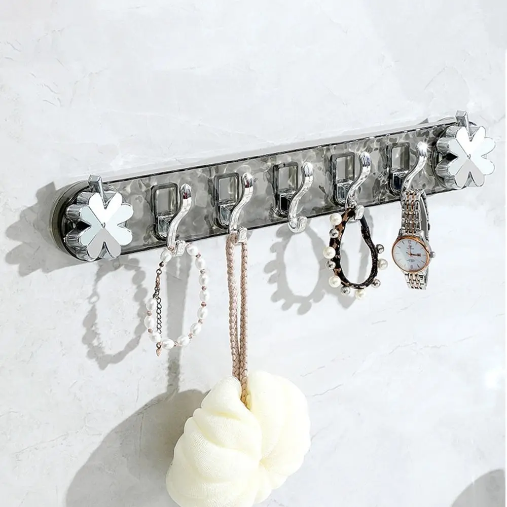 

Plastic Strong Suction Cup Hooks 5 Hooks Transparent Utensils Storage Row Hook Space Saving Waterproof Sundries Storage Hook