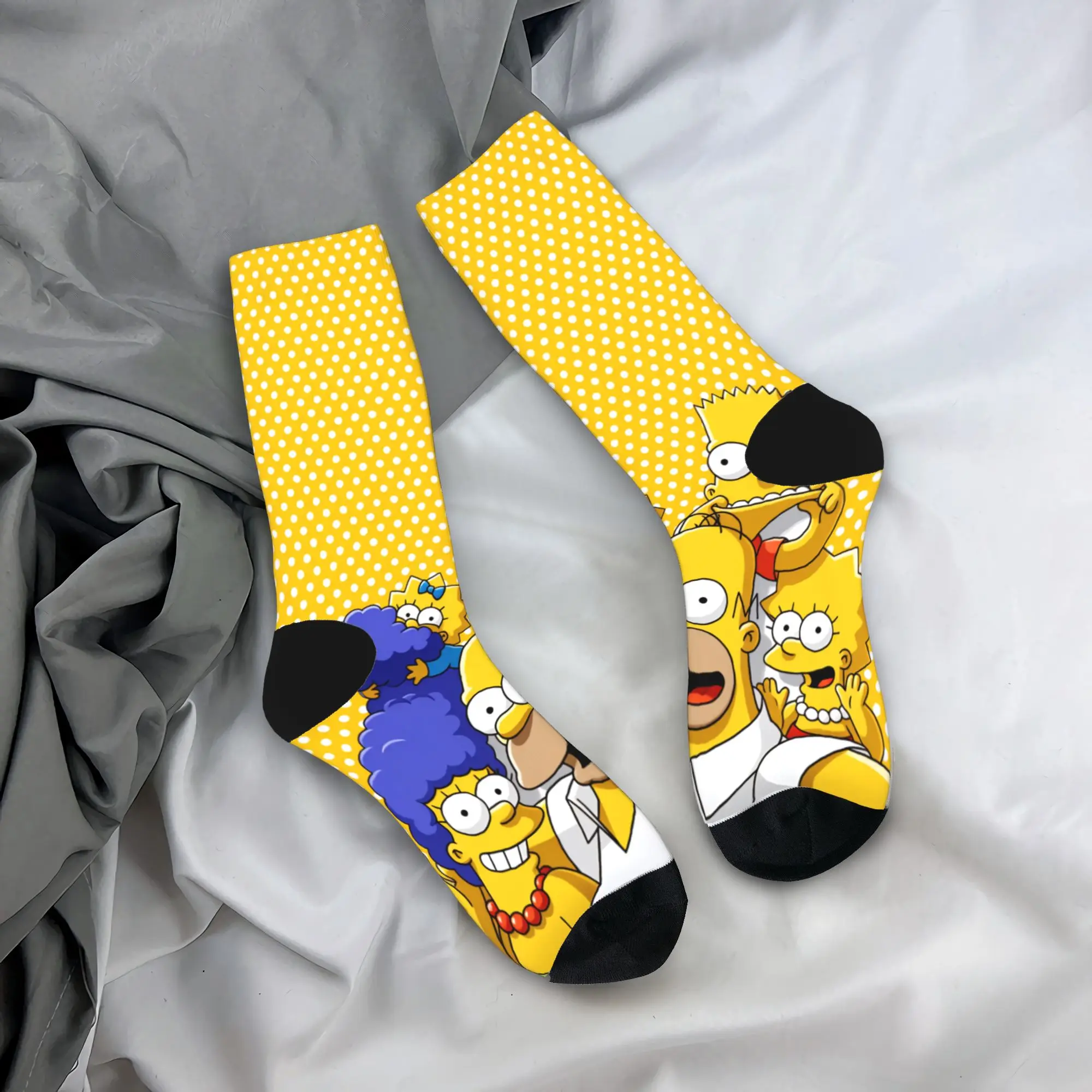 

Забавные носки с мультяшным портретом семьи Симпсонов, мужские мягкие дышащие носки, осенние спортивные носки для активного отдыха, нескользящие.