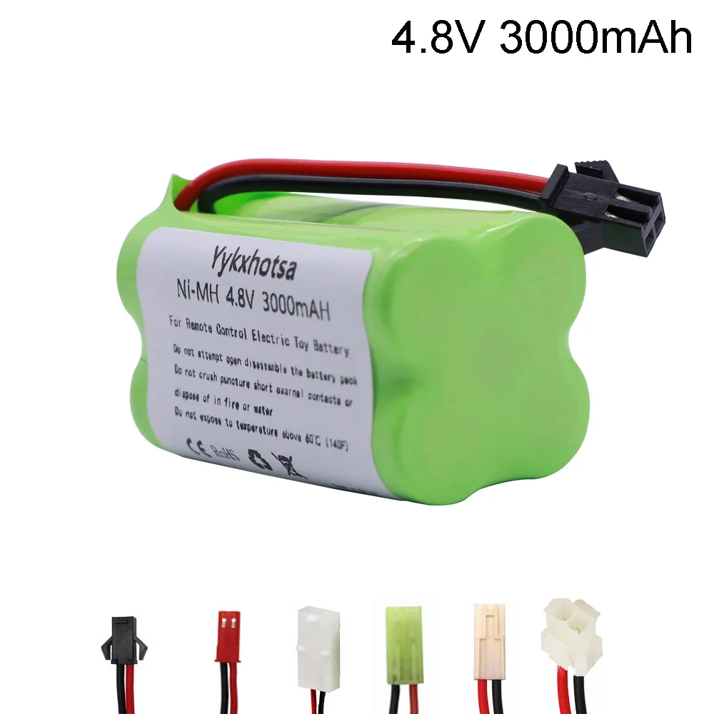 4.8V 3000mAh NiMH AA Battery Pack SM/JST/EL-2P/Tamiya/5557-2P PLUG For Rc toys Cars Boats Tanks Robots parts 4.8V NIMH battery