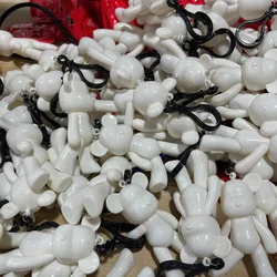 20pcs Creative Trend Plastic Momo Bear Keychain DIY Paint Men and Women Cute Car Key Pendant Bag Pendant Cartoon Keychain