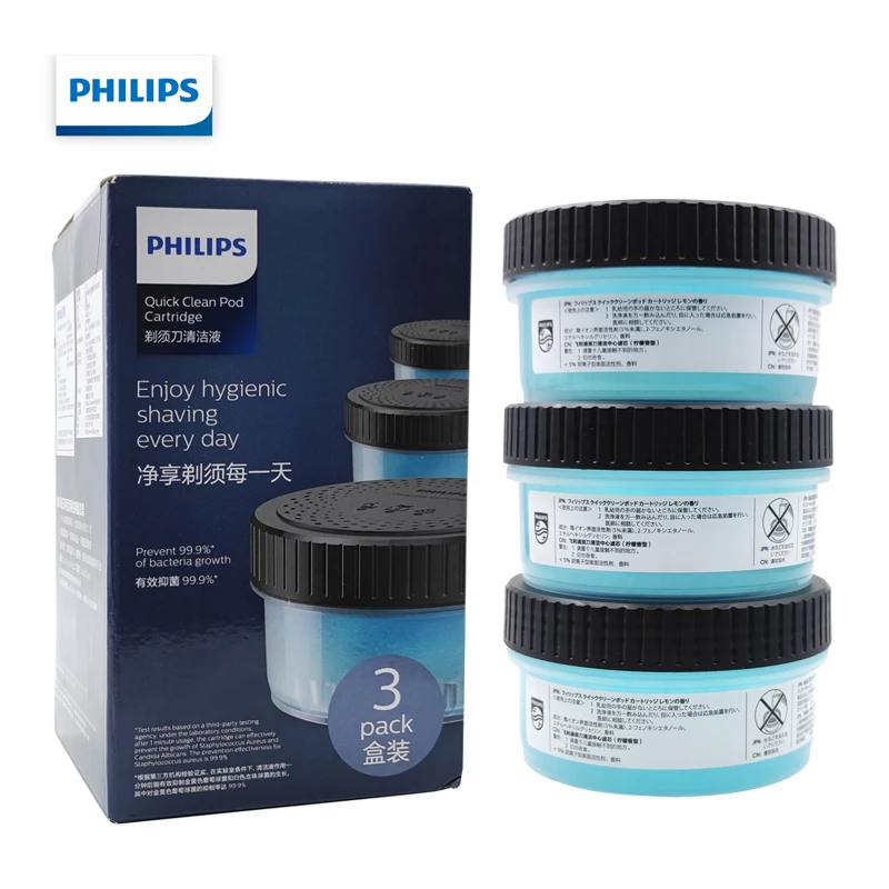Philips Electric Shaver Cleansing Fluid Alcohol Free Antibacterial Lubricating Refill Cartridge 160ml 3 Pack CC13