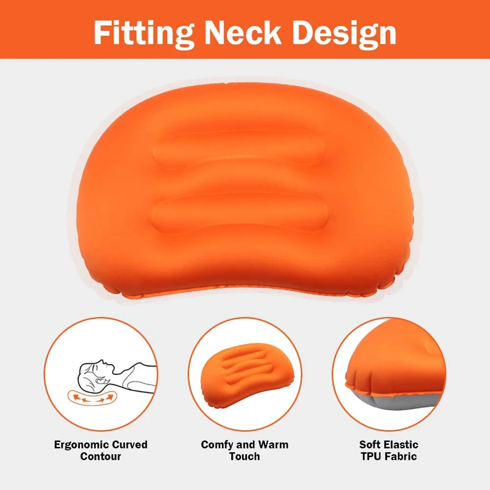 1 قطعة وسادة سفر قابلة للنفخ خفيفة الوزن من البولي يوريثان وسادة محمولة للتخييم في الهواء الطلق قيلولة مكتب وسادة دعم عنق الرحم