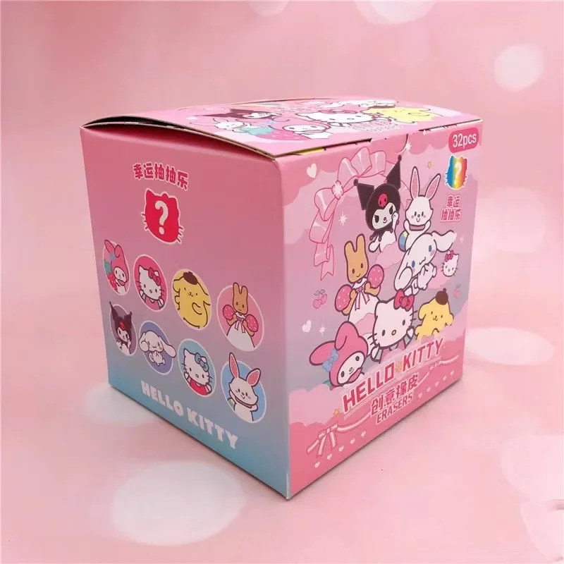 Kawaii 32Pcs Boxed Sanrio Family Cute Pet Cartoon 3D Three-dimensional Eraser Prize Stationery