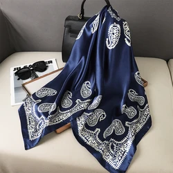 Vintage Paisley Square Scarf For Women Silk Shawls Neckerchief Female Print Headband On the Head Wraps Foulard Hijab Hair Bands