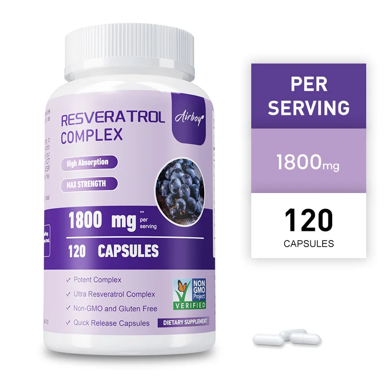 

Resveratrol Complex - Promotes Healthy Aging, Cardiovascular Health, Enhances The Immune System, and Improves Brain Function