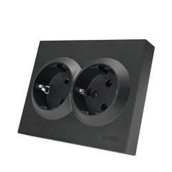 WESA Black Power Socket 16A Standard Electrical Outlett With Ground Plug Flame Retardant Spray Paint Plastic Panel Wall Socket