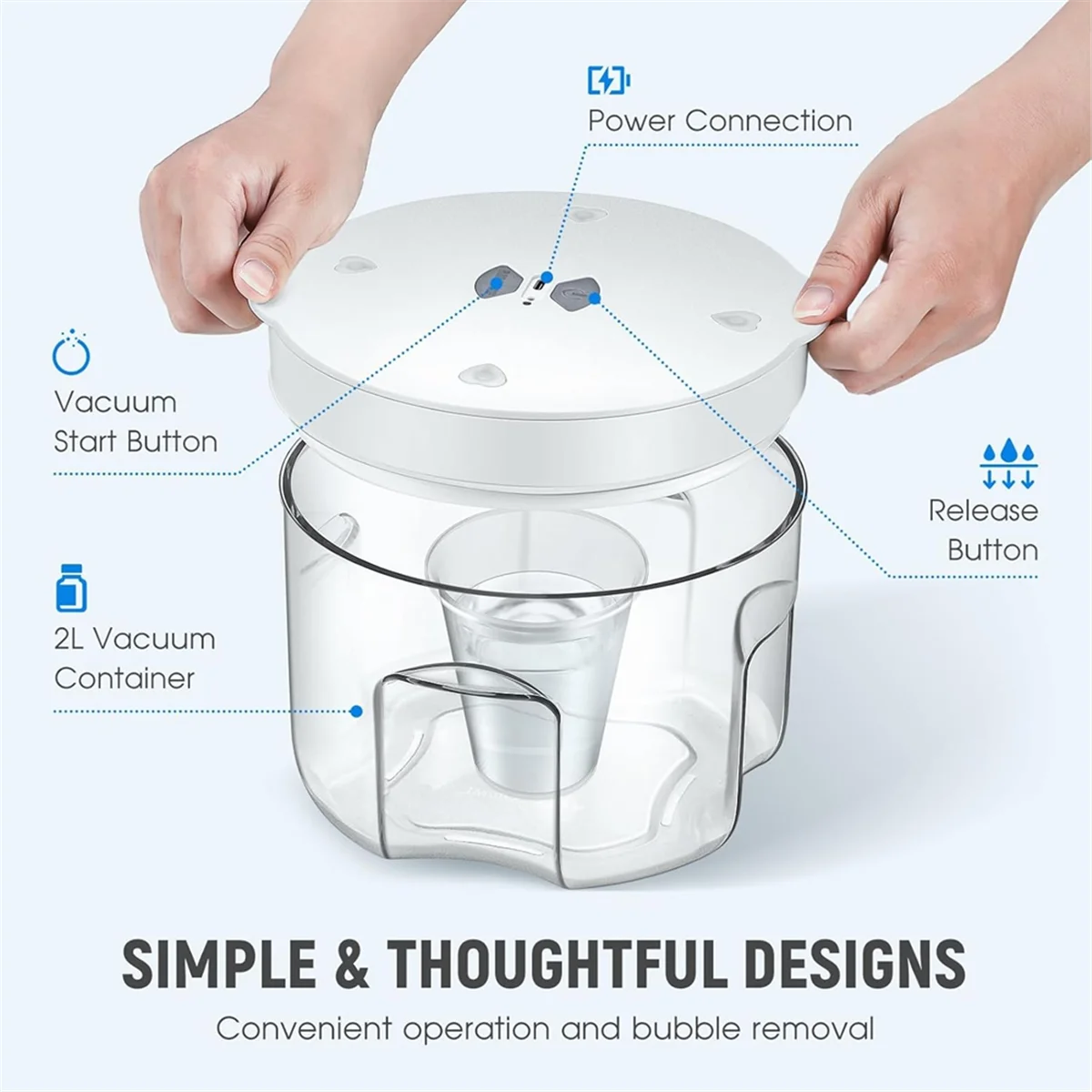 Dispositivo per la rimozione delle bolle di resina, rimozione delle bolle da 2 litri al 99,9% in 5 minuti, degasaggio sotto vuoto per resina epossidica, presa europea artigianale bianca