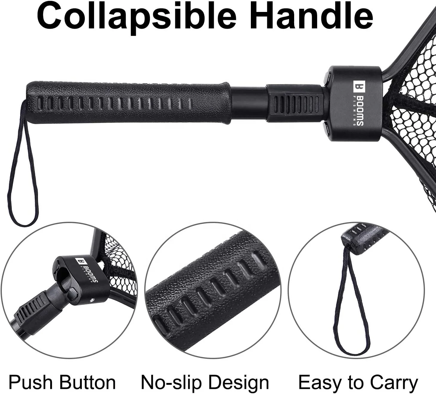 24.6 Inch Rubber Coating Nylon Mesh Collapsible Handle Foldable Telescopic Floating Fly Fishing Landing Net Freshwater Saltwater