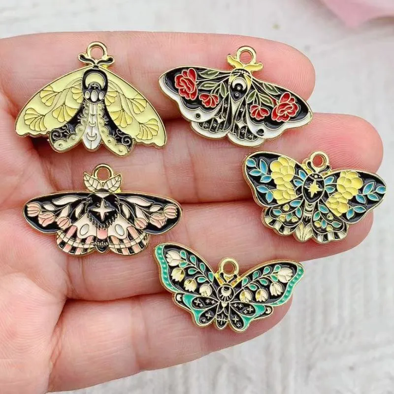 10pcs Butterfly Moth Alloy Pendants Colorful Enamel Insect Butterfly Charms For DIY Pendant Earring Necklace Jewelry Accessories