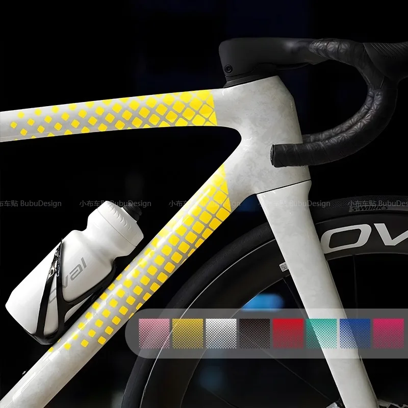 1Pc Gradient Square Bike Stickers, Gradient Dot Waterproof Vinyl Decals for Road Bike Frame Decor