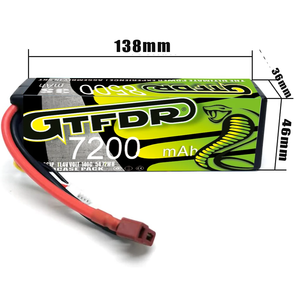 แบตเตอรี่ GTFDR 3S LIPO 11.4V HV 9400MAH 10000MAH 7200MAH 8200MAH สำหรับเฮลิคอปเตอร์ 1/8 1/10 รถบังคับวิทยุ เรือ รถบรรทุก UAV แข่ง