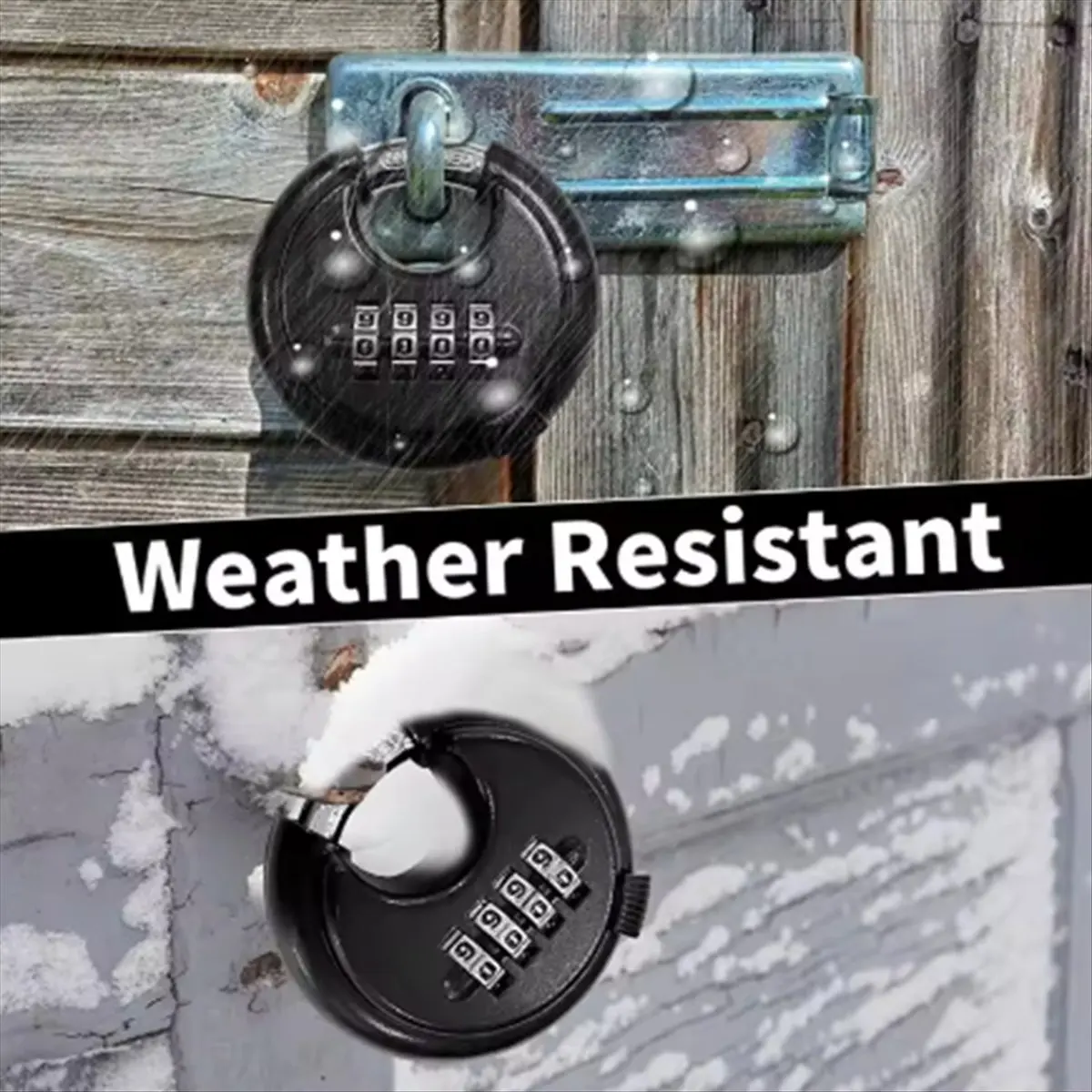 AA77 NEW 4 Digit Combination Disc Padlock with Hardened Steel Shackle Combo Lock for Sheds, Storage Unit, School Gym Locker