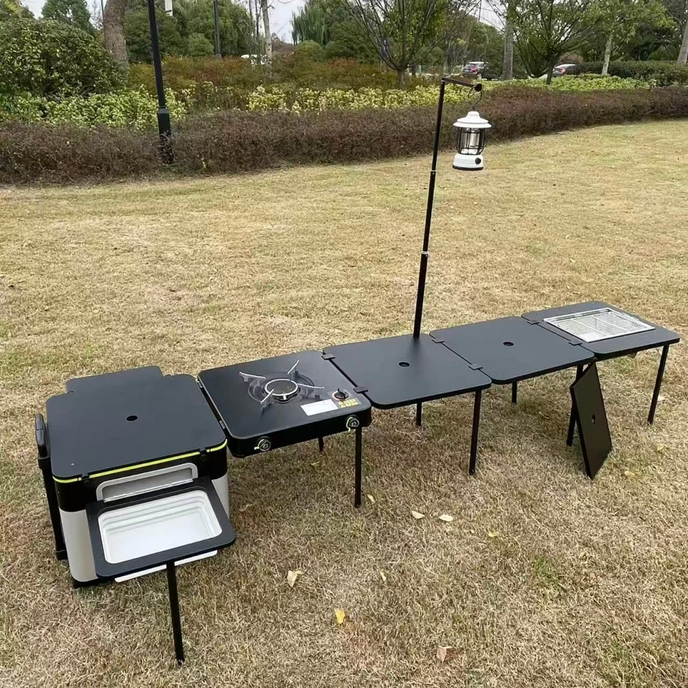

All-in-One Portable Camp Kitchen Outdoor Folding Kitchen Box with Sink, Storage & Your Choice of Cooktop