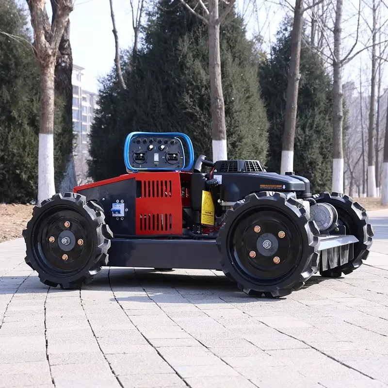 Customized all terrain remote control lawn mower four-wheel drive hillside weed cleaning lawn mower