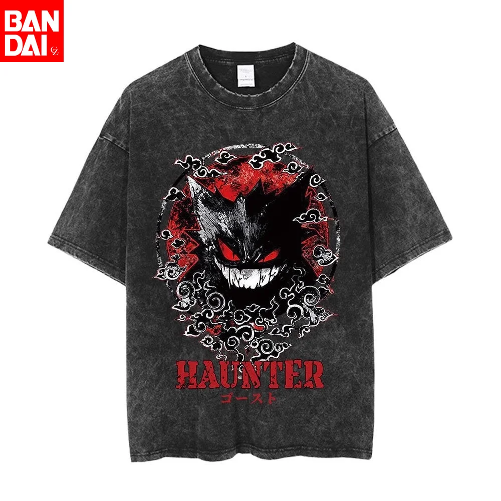 

Pokemon Snorlax Kaiju Parody T Shirt Men 2026 Summer Vintage Acid Wash Oversized Tee Anime Streetwear Harajuku Loose Cotton
