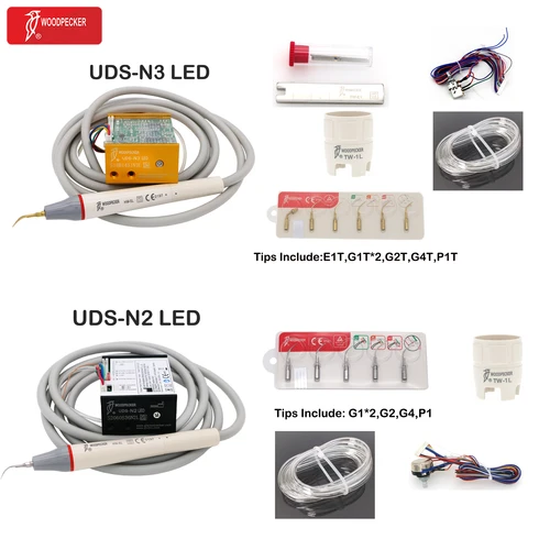 Escalador ultrasónico Dental Woodpecker con puntas LED UDS N2/N3 integradas, escalador Periodontal para unidad de silla de dentista EMS UDS