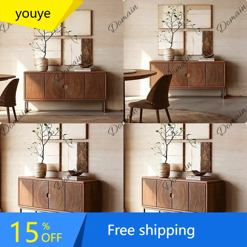 N80 Ripple Art Carved Cabinet New Medieval Style Handcrafted Solid Wood Vintage Sideboard Entryway Cabinet