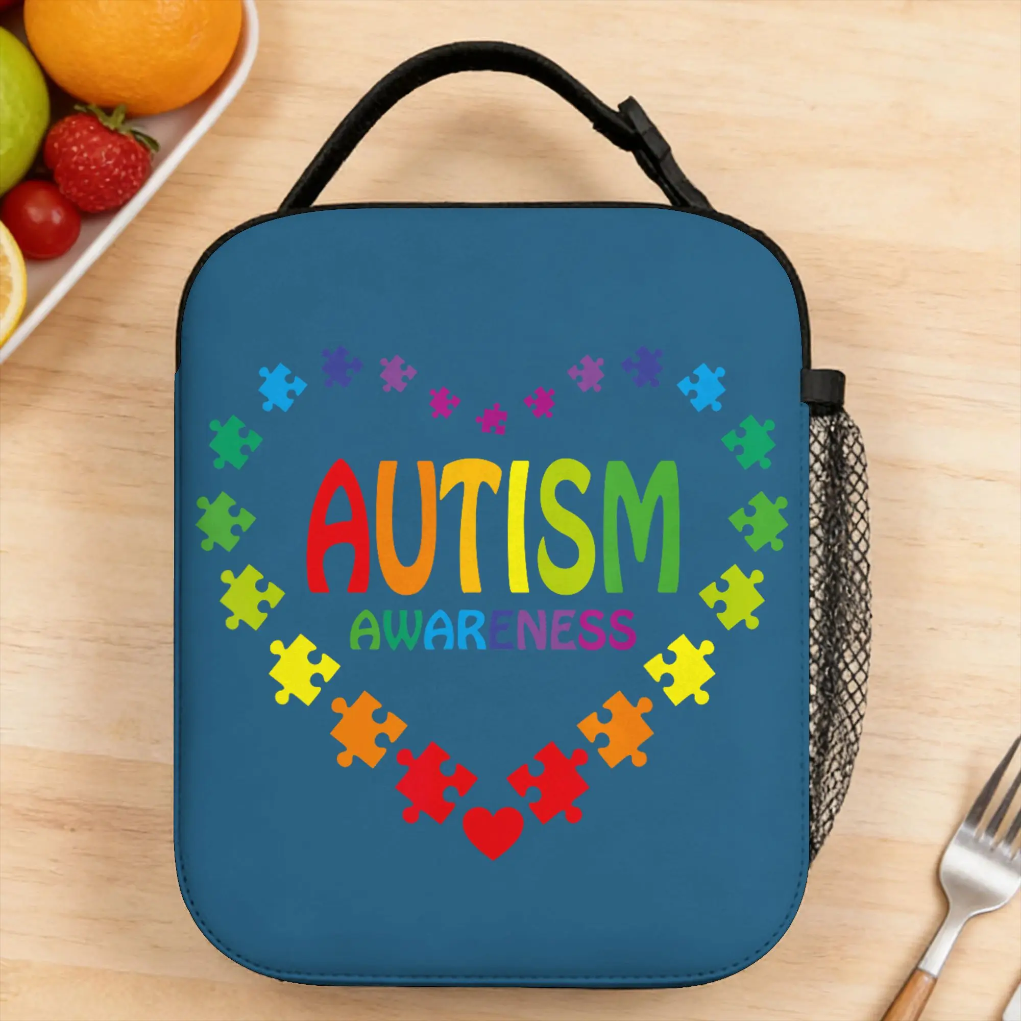 Autism Awareness 2 April 2026 Autism Cute Autistic Lunch Bag For Child Graphic Design Travel Lunch Box Fashion Oxford Cooler Bag