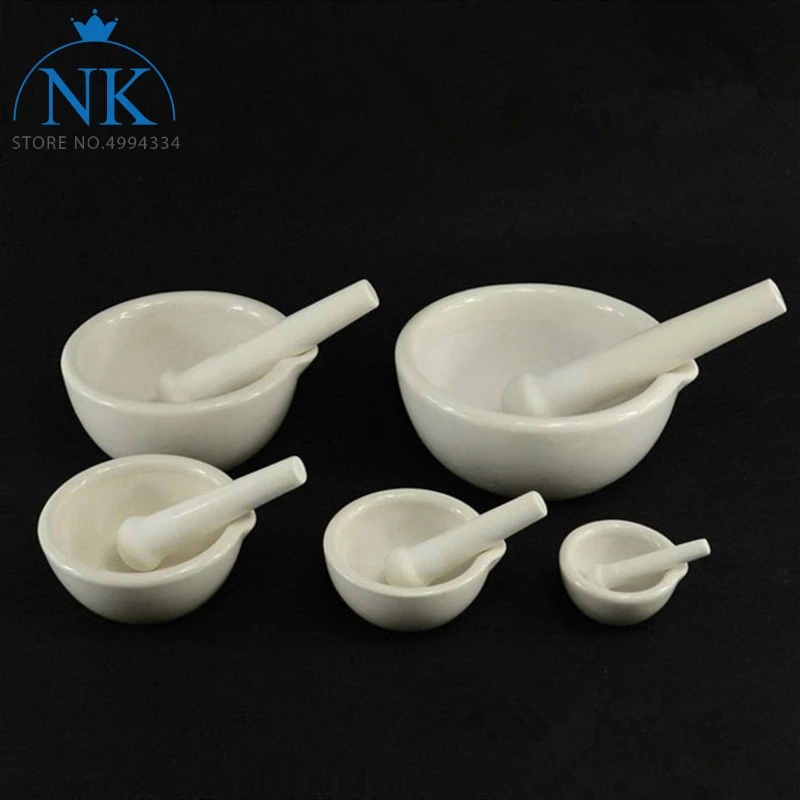 

1PCS DIA 60mm 80mm 100mm 130mm 160mm Lab Porcelain Mortar and Pestle White Mixing Grinding Bowl Set