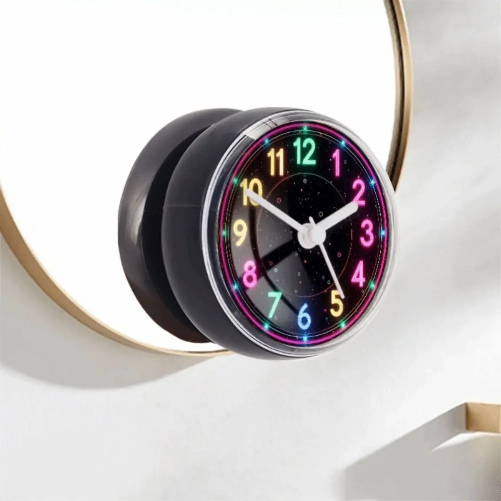 Easy Read Ergonomic Fitness Pull Rope Wall Clock Waterproof Suction Cup Bathroom Clock Round Cyberpunk Shower Clock Living Room