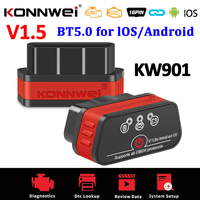 KONNWEI KW901 Bluetooth 5.0 Code Reader ELM327 V1.5 OBD OBD2 Car Diagnostic Tool ELM 327 V1 5 for Android/IOS pk Vgate iCar2