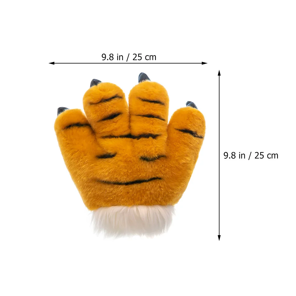 Simulierte Tigerpfote Stirnband Winter Fäustlinge Warme Handschuhe Jungen Halloween Kostüm Prop Palm Tier Klaue Party