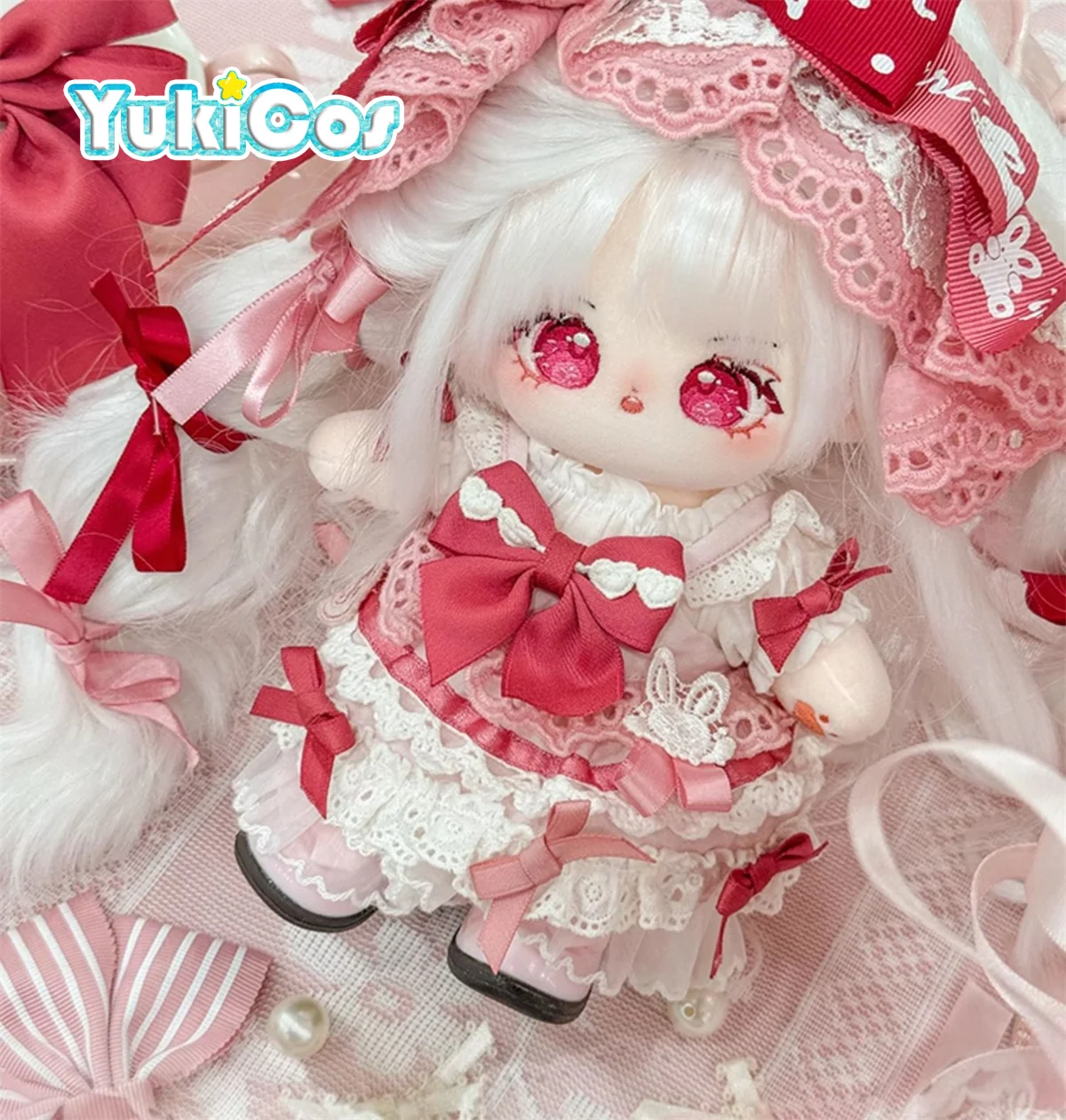 Nikki ルニキ Vampire Alice Ribbon Bunny Pink Dress Skirt Stuffed Plushie 20cm Plush Doll Clothes Toy CM Oct