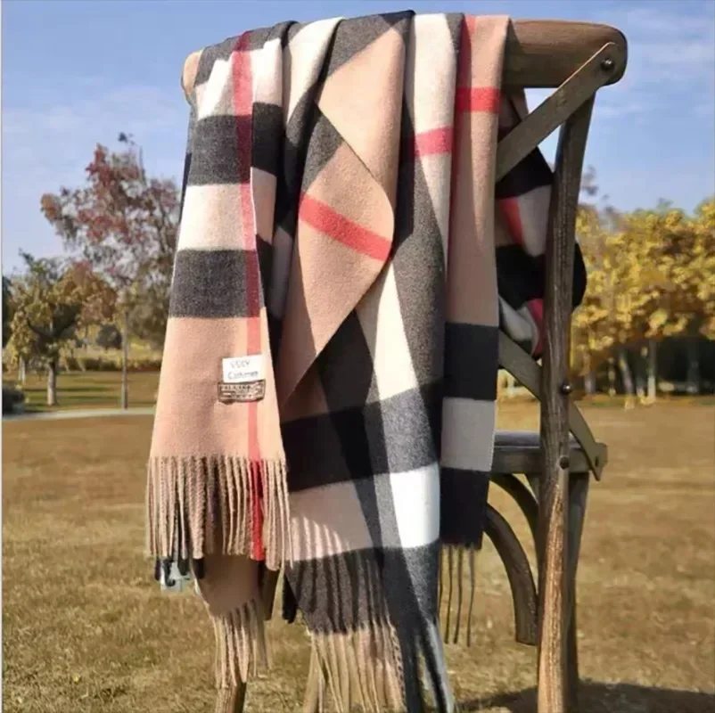 190*70cm Winter Scarf Women Classic Lattice Pashmina Scarf Soft Female Cashmere Scarves Shawls Wraps Handkerchief towel 2024