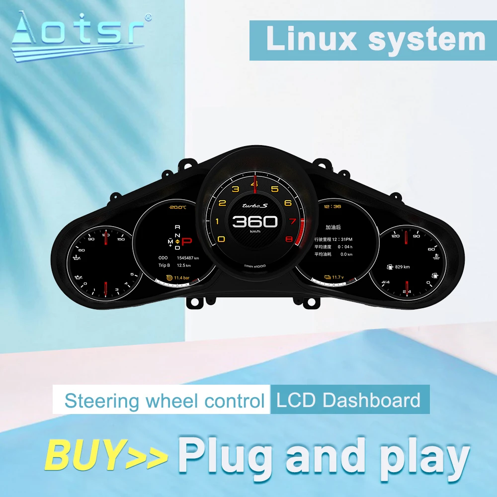 

Популярная 12,3-дюймовая панель приборной панели с цифровым кластером для Porsche Cayenne 2010-2016, ЖК-дисплей, виртуальный приборный кластер, спидометр, кабина