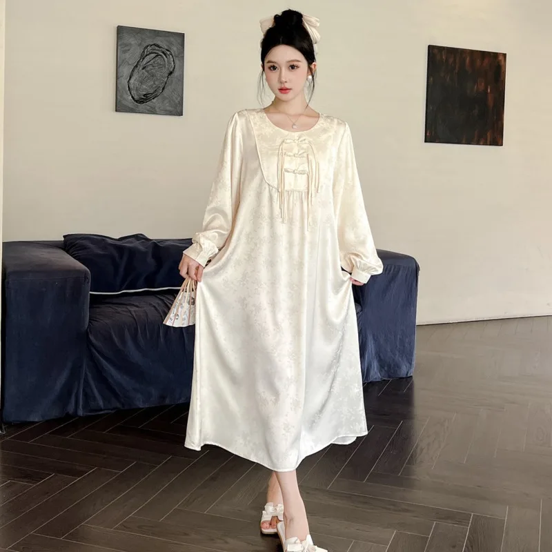 New Style Smooth Women Pajamas Summer Ice Silk Thin Style National Style Pattern Jacquard Neck Satin High Quality Pyjams Sets