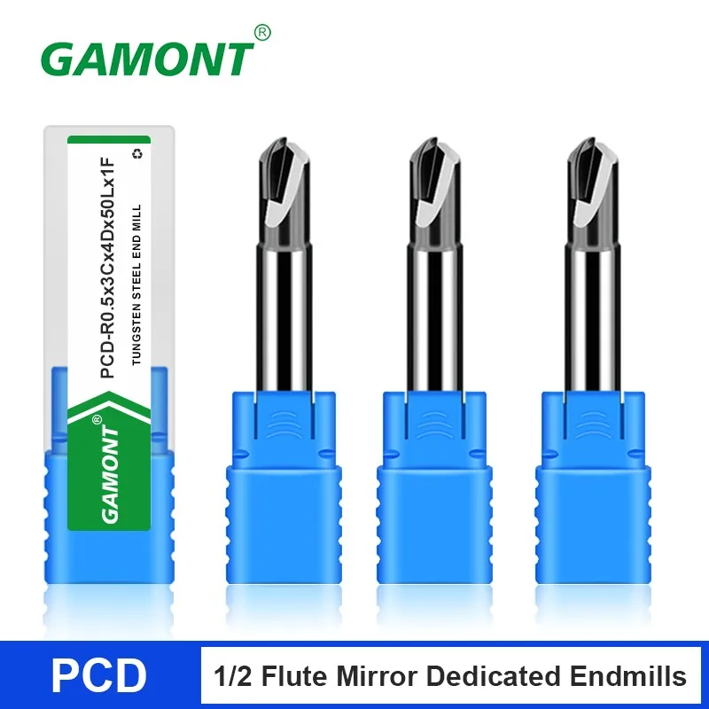 GAMONT PCD 1/2F Graphite Ball End Diamond High Beam Mirror Dedicated Endmills CNC Mechanical Maching Milling Cutter Tools