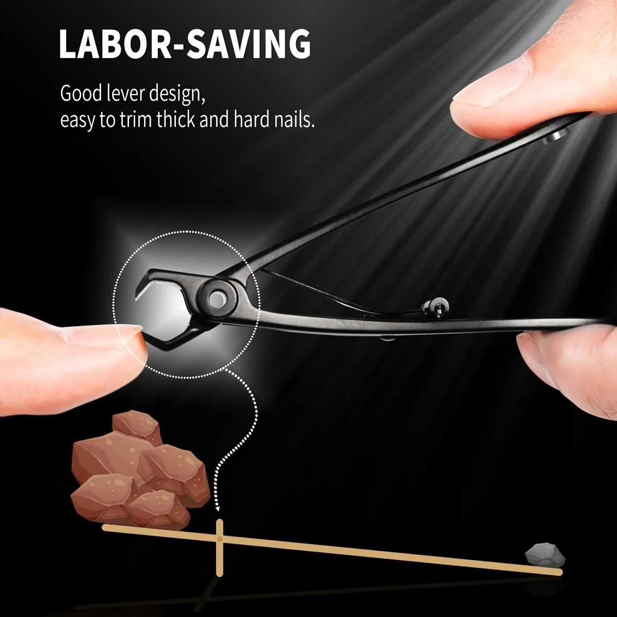 모던 스트레이트 손톱깎이, 17mm 넓은 턱 개방형 헤비 듀티 두꺼운 발톱깎이 철제 보관함 포함 합금강 블레이드