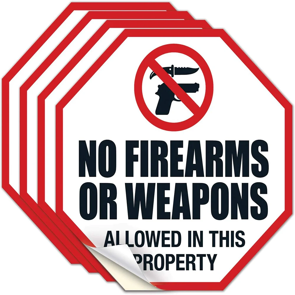 

4Pcs No Firearms Or Weapons Allowed in This Property Sign 5.5x5.5 Inches