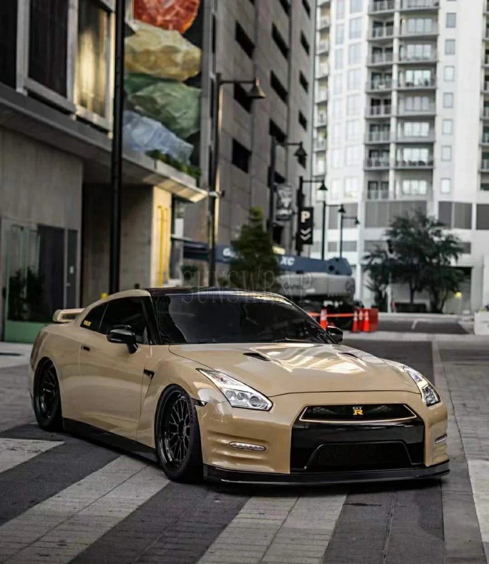 Gloss Finish PET Car Wrap Film Roll Automotive Wrap Sticker Desert Sand Yellow for SUV Truck Van Full Body Wrap 5x59ft/roll