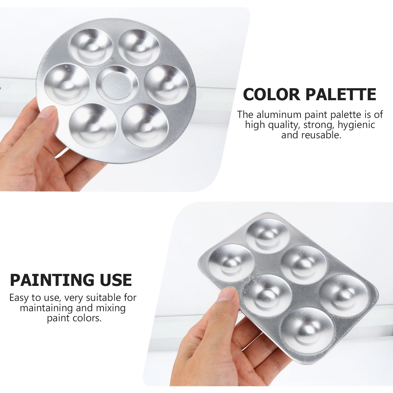 

3Pcs Round Aluminum Paint Palettes High Quality Washable Mixing Trays for Watercolour Acrylics Adults Art DIY