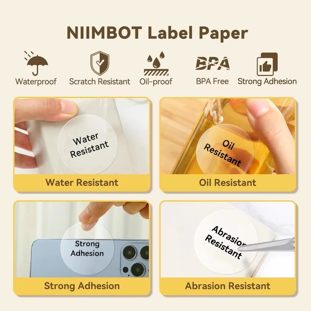 Niimbot B1/B21/B3S Transparent Thermal Label Self-Adhesive Stickers Waterproof Paper Roll For Barcode Code Tag Labeling Machine
