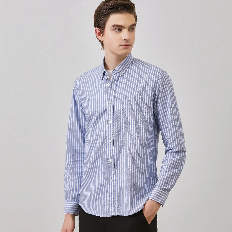 

Мужские оксфорды с длинным рукавом и квадратным воротником, однотонные летние повседневные рубашки в клетку в полоску, удобная хлопковая рубашка с одним карманом