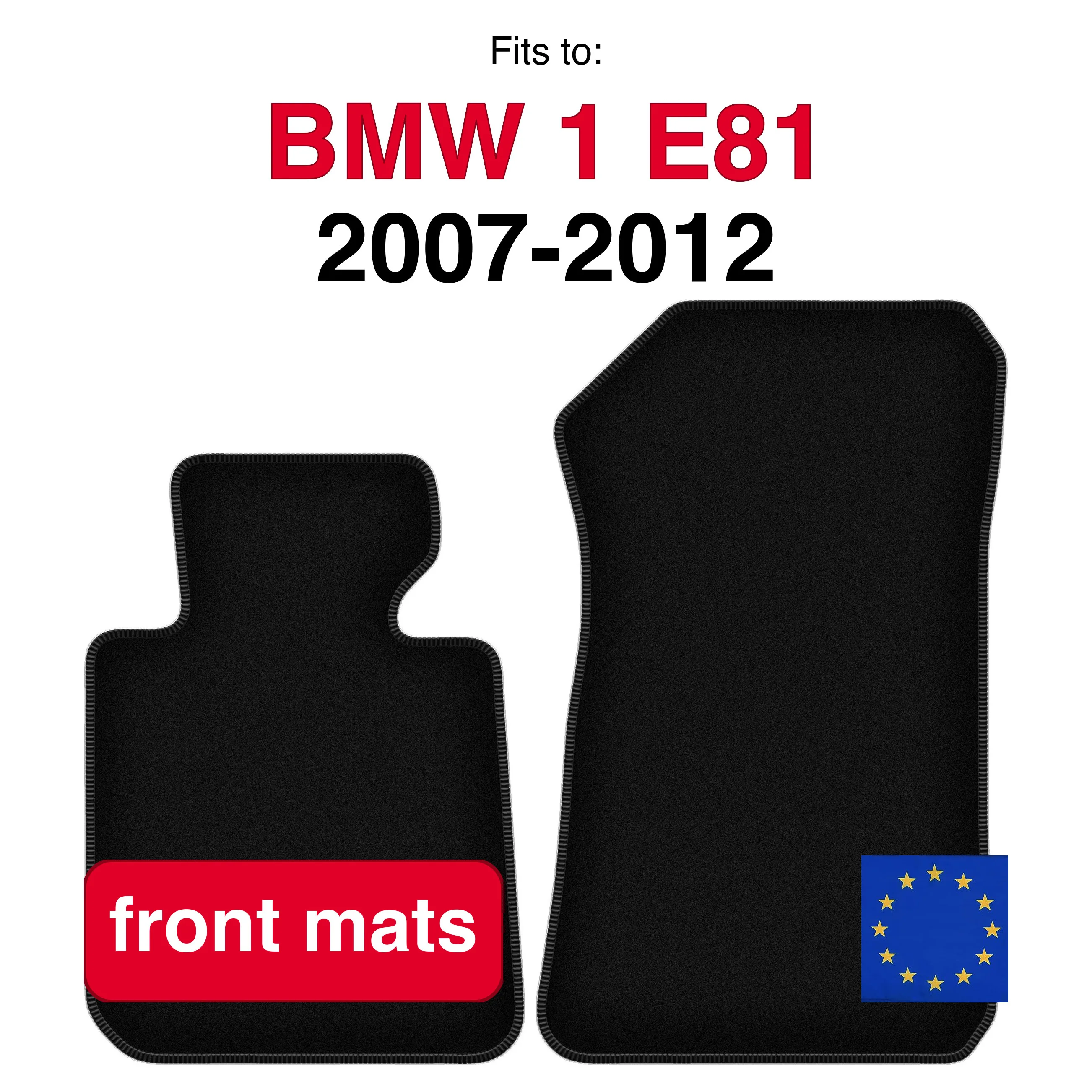 Velours vloermatten voorzijde voor BMW 1 E81 hatchback (2007-2012) - Zwart (2 stuks)